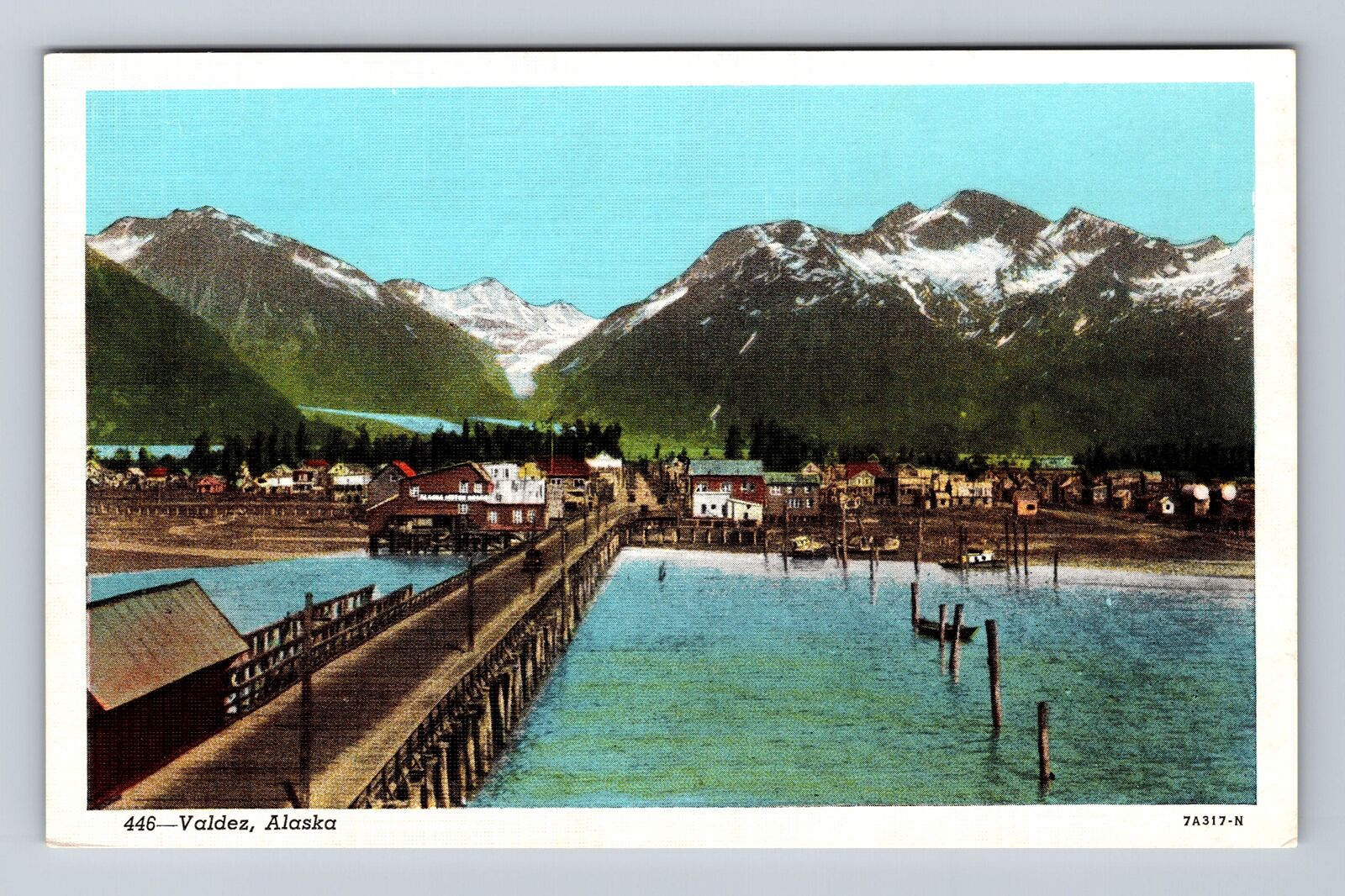 Valdez AK-Alaska, Scenic View, Mountains, Harbor, Antique, Vintage Postcard