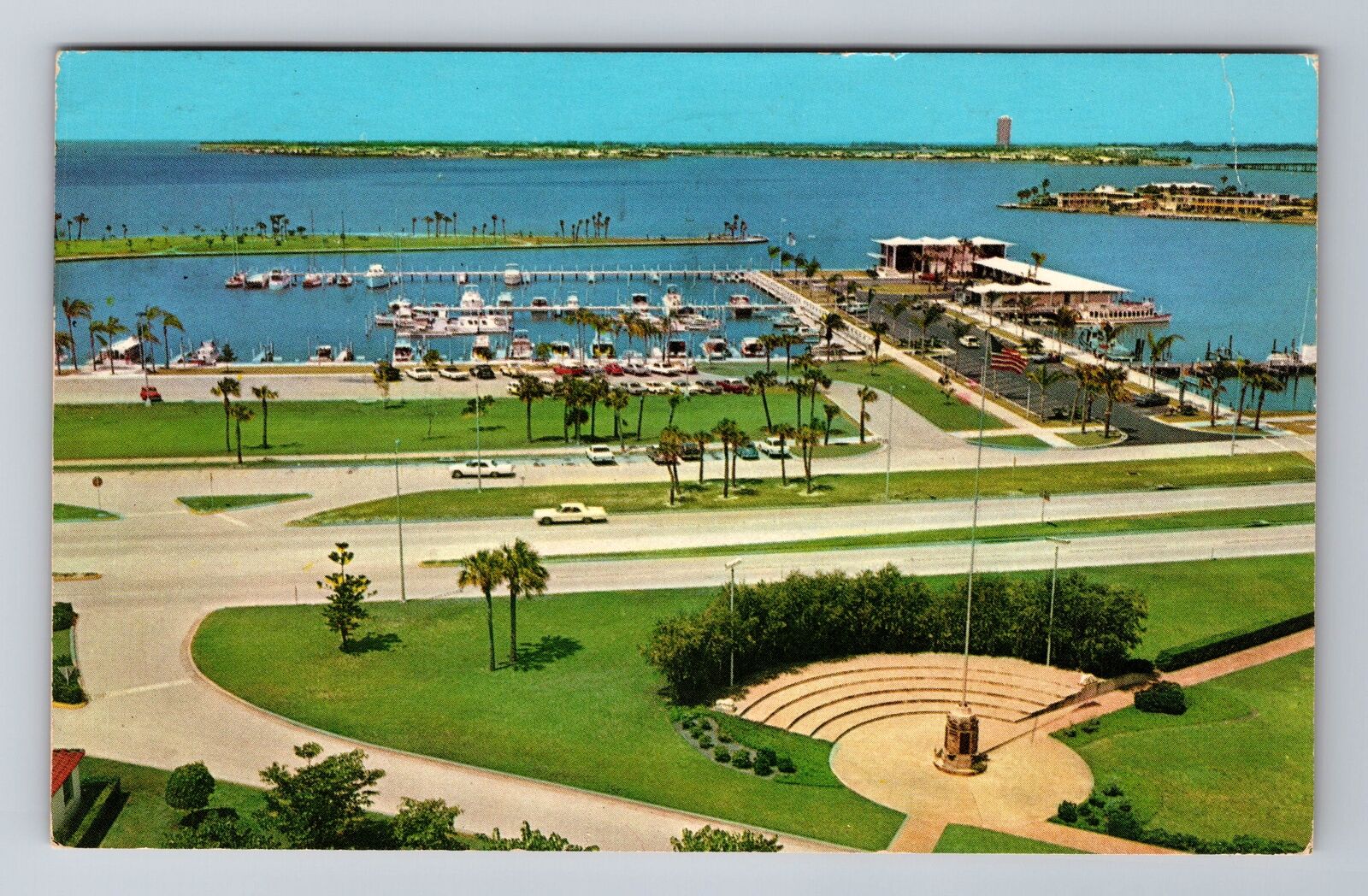 Sarasota FL-Florida, Waterfront, Bird Key In Background, Vintage Postcard
