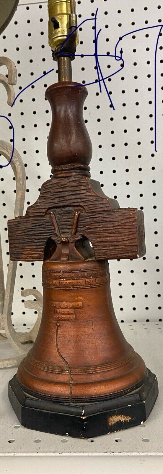 Vintage Liberty Bell Wooden Lamb
