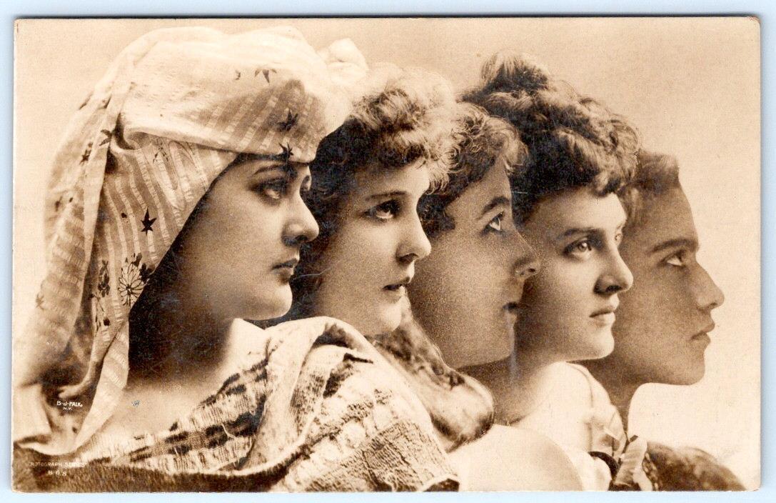 Pre-1907 RPPC ROTOGRAPH 5 BEAUTIFUL WOMEN B J FALK NEW YORK PHOTO POSTCARD #1