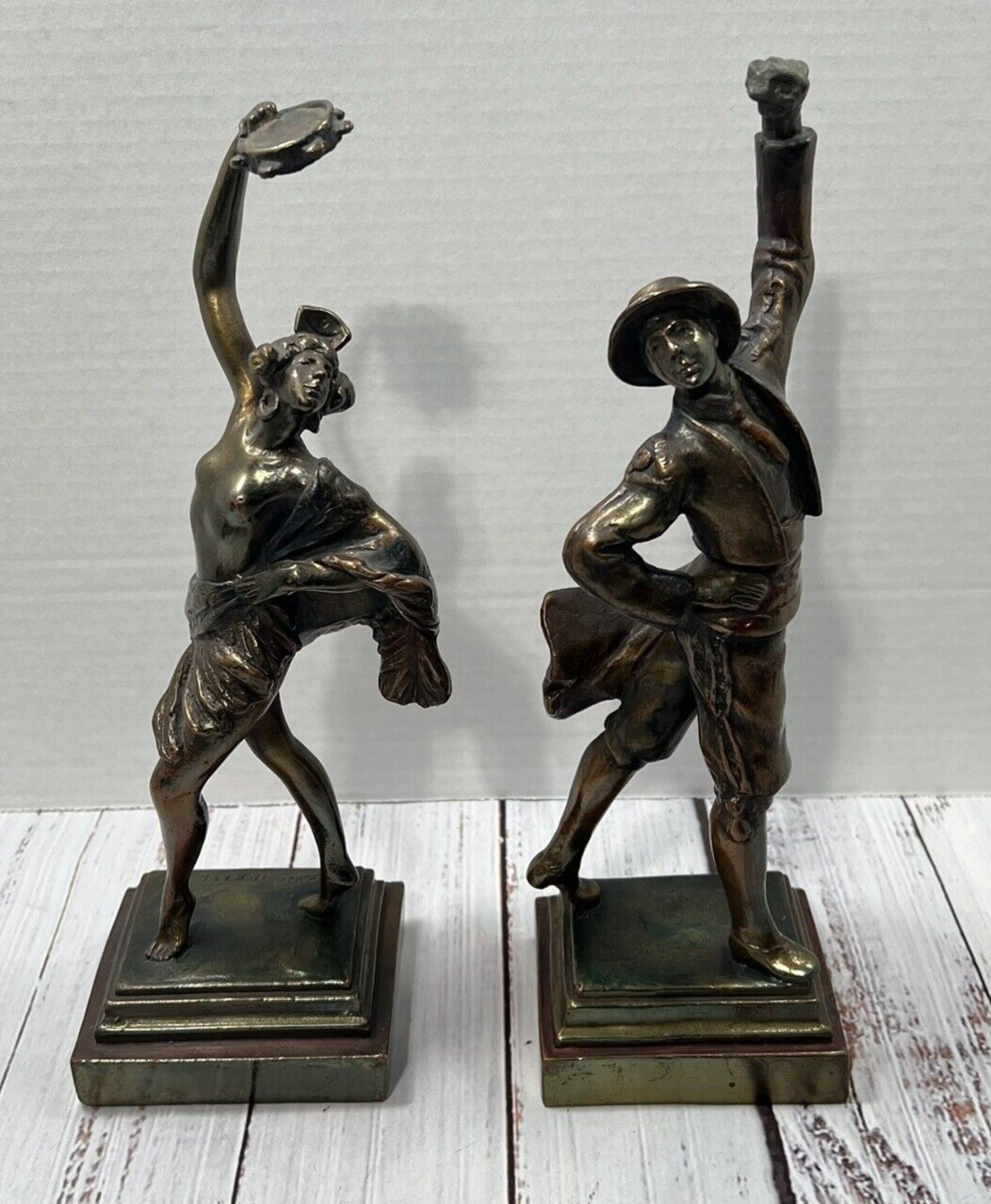 Antique Spanish Dancers Flamenco Bookends Pompeian Bronze Clad Paul Herzel 1925