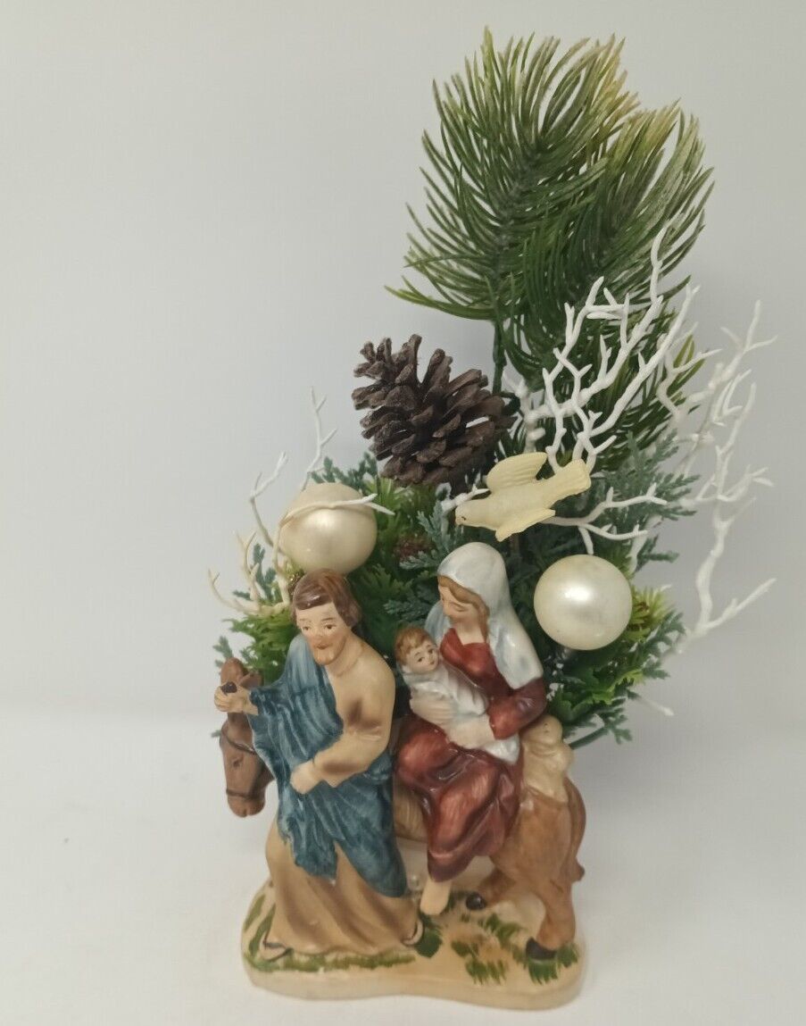 Nativity Scene Christmas Planter Box Rare Vintage Relpo Japan