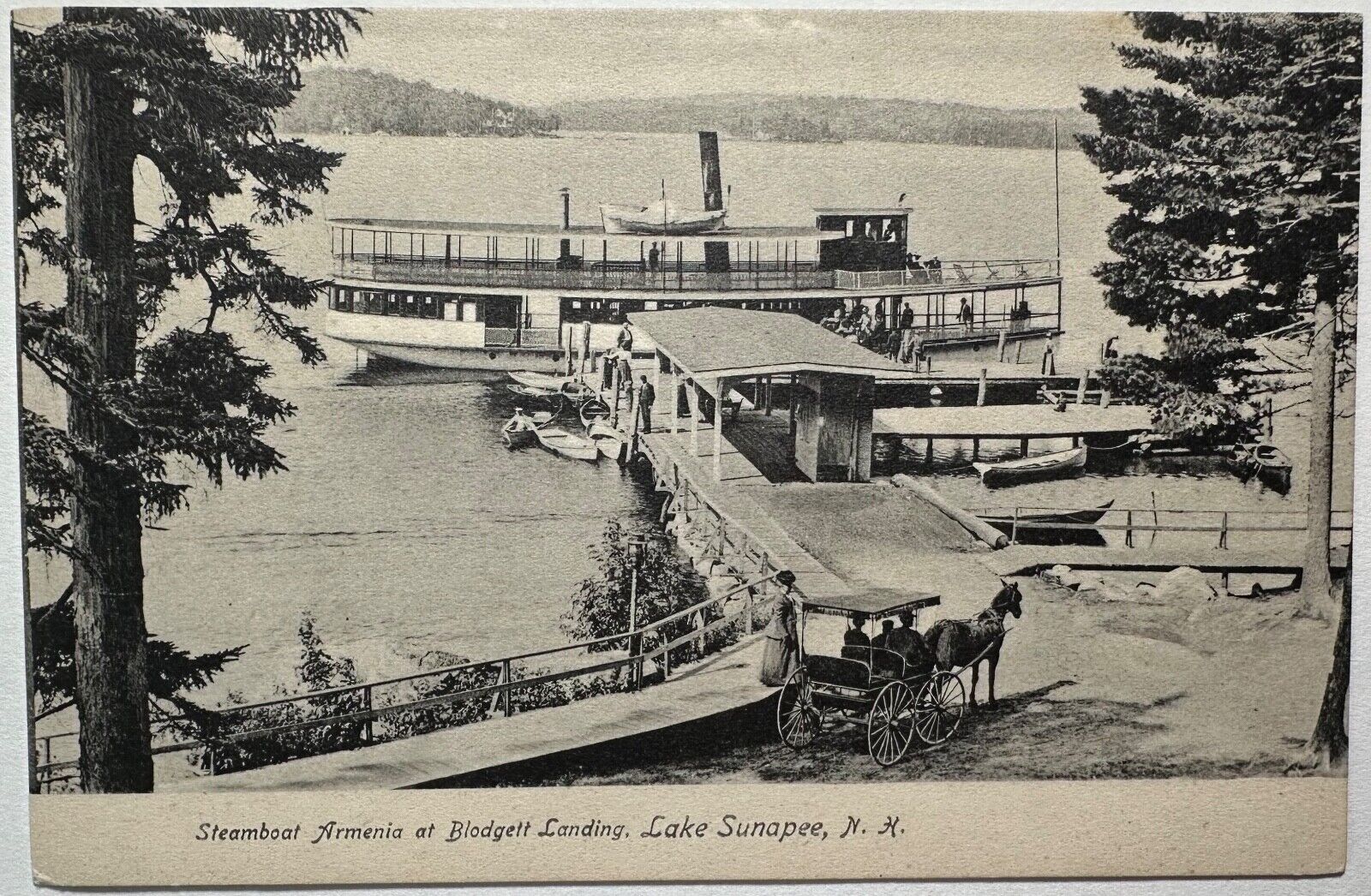 Steamboat ARMENIA Blodgett Landing Lake Sunapee New Hampshire Postcard c1900s