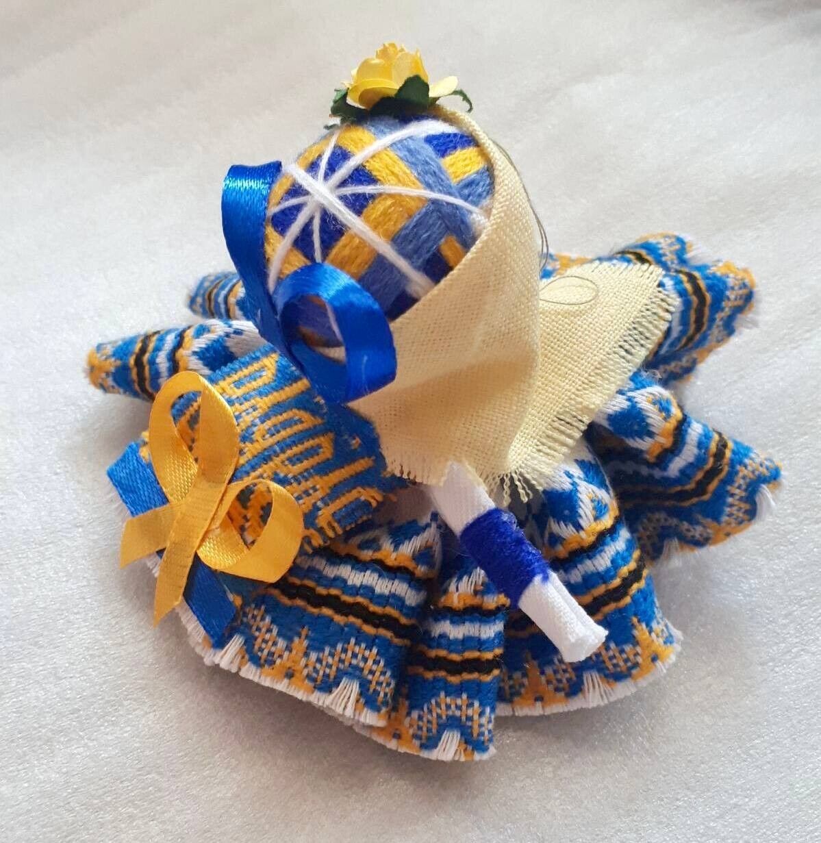 Ukrainian Traditional Doll MOTANKA Ethnic Amulet  Handmade Doll Blu Yellow