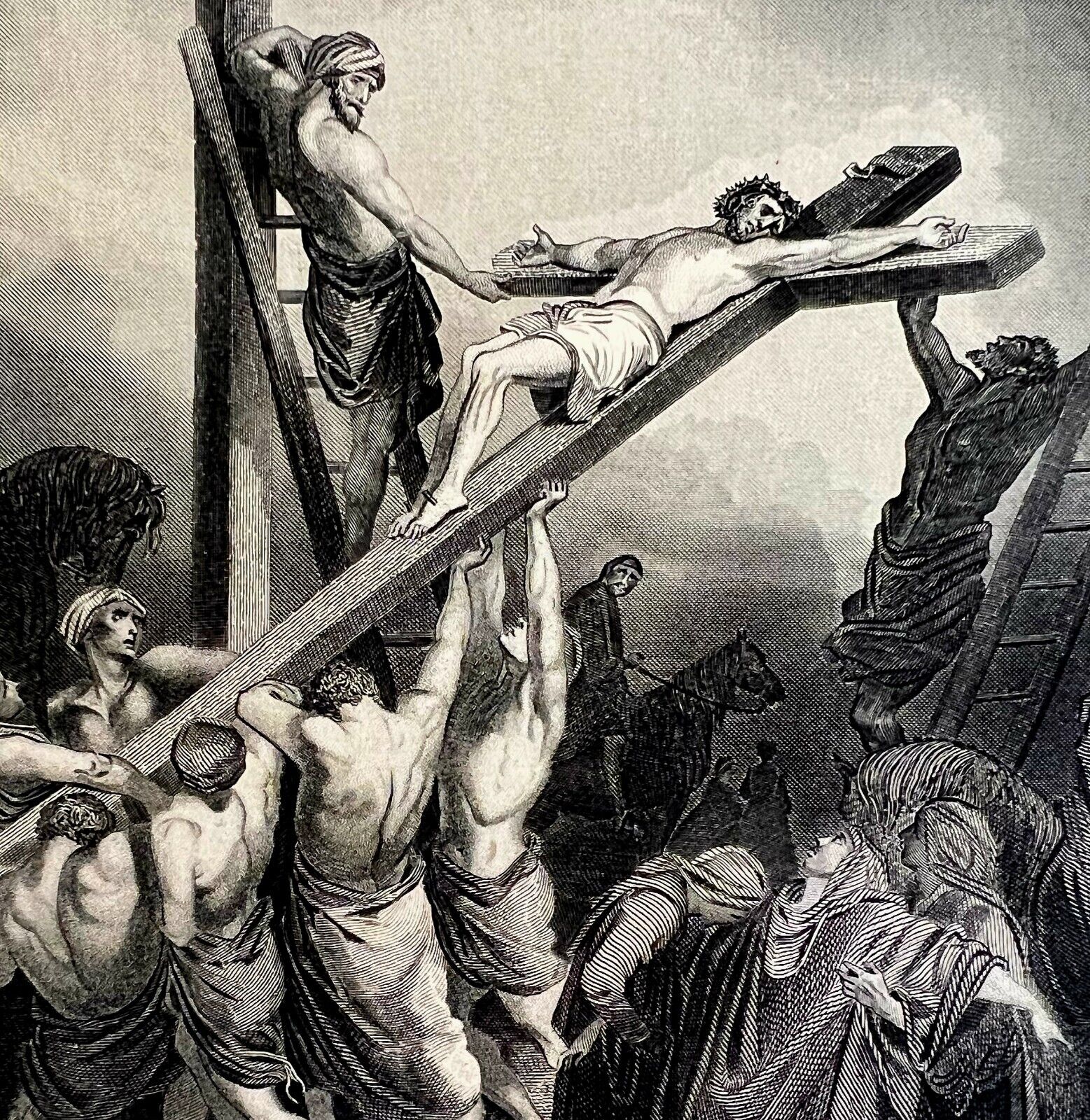 Jesus Crucified Steel Engraving 1872 Gustave Dore Victorian Religious Art DWAA6