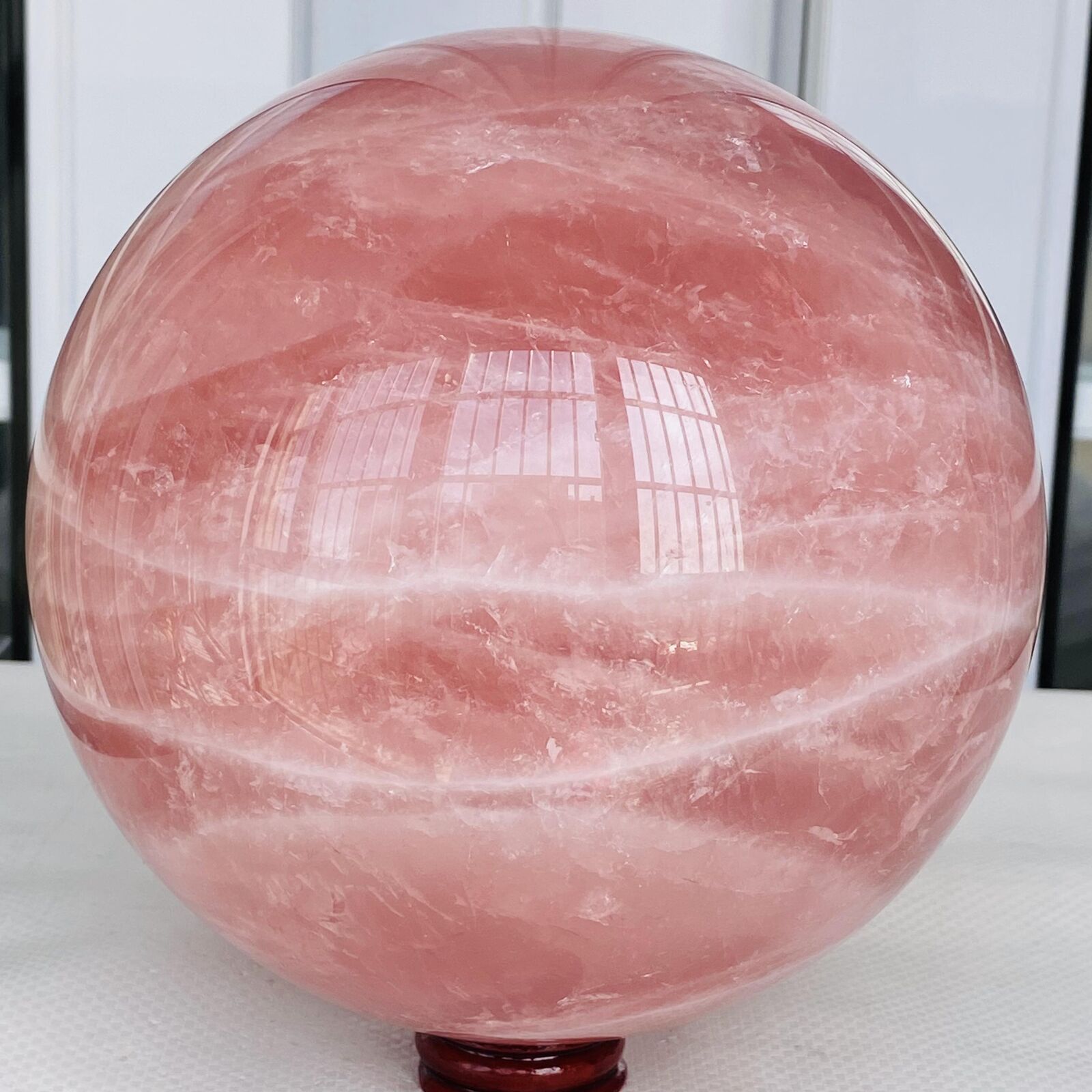 Natural Pink Rose Quartz Sphere Crystal Ball Reiki Healing 5360G