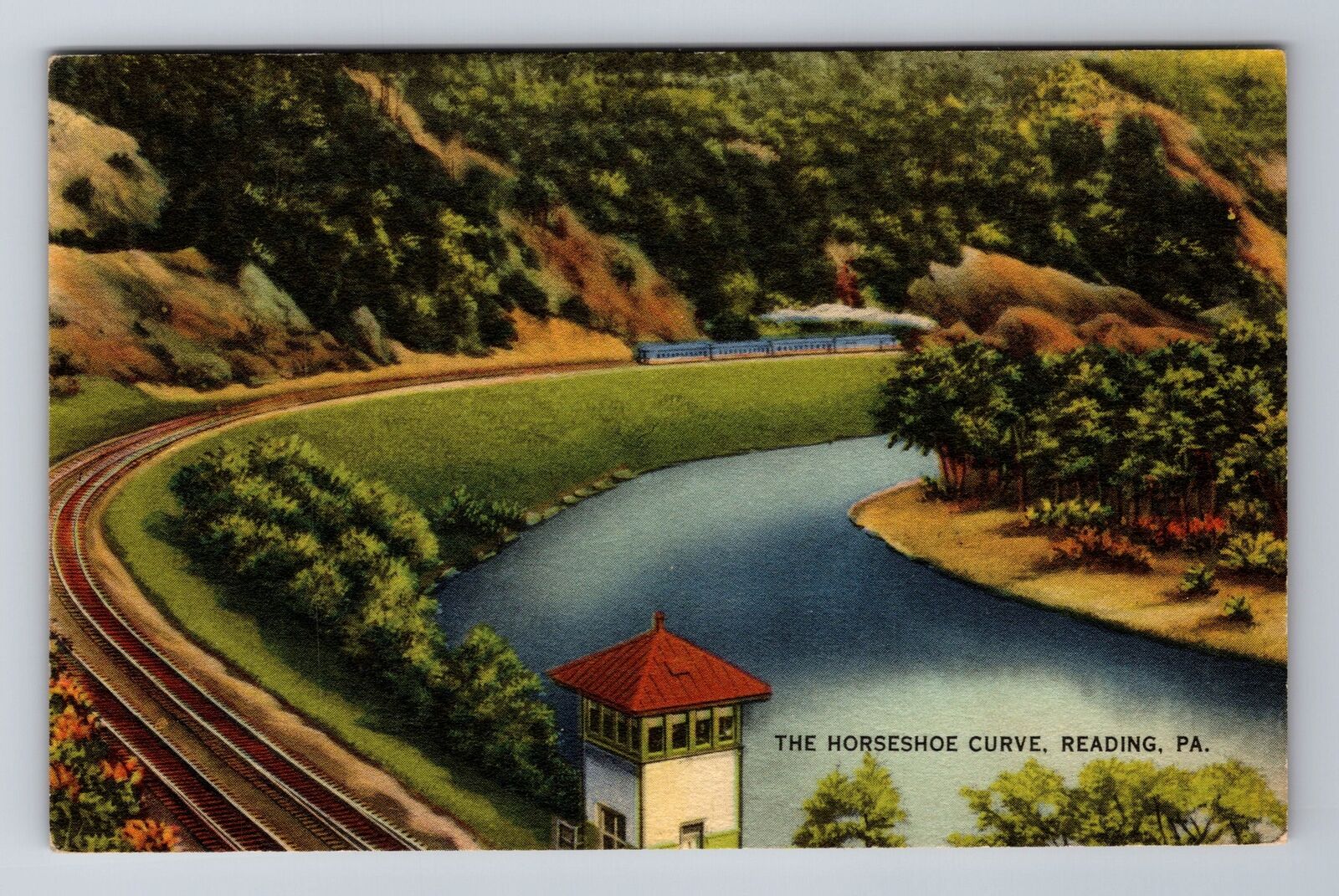 Reading PA-Pennsylvania, The Horseshoe Curve, Antique Vintage Souvenir Postcard