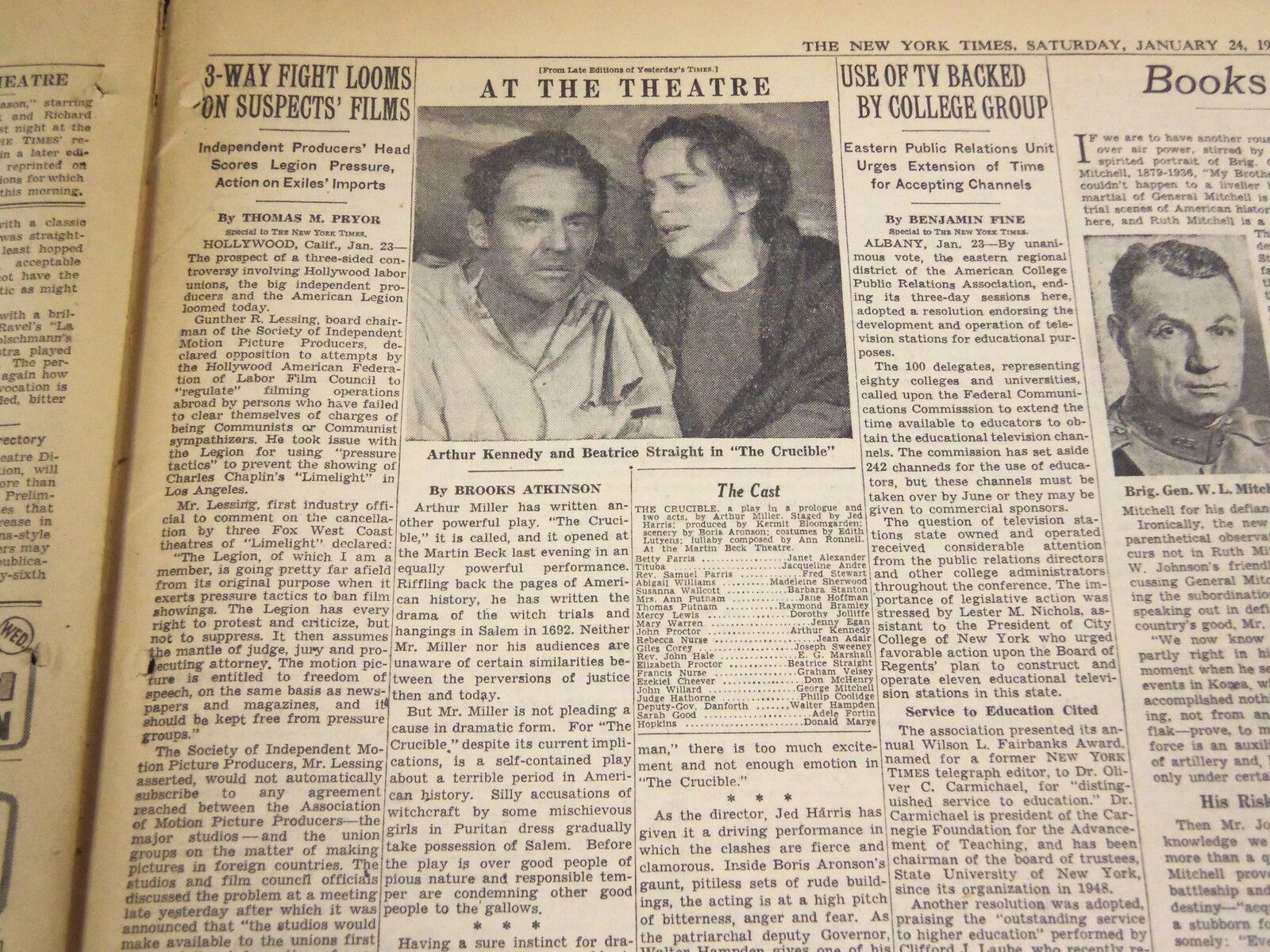 1953 JANUARY 24 NEW YORK TIMES - MILLER'S CRUCIBLE OPENS - NT 4260