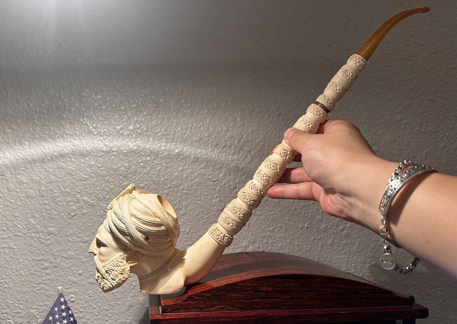 Large Meerschaum Pipe | Hand Craved Delicatedly Detailed Unsmoked Excellent Gift