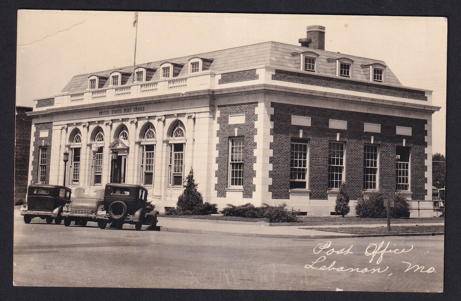 Missouri-MO-Lebanon-RPPC-Post Office-c1940's-Cars-Vintage Real Photo Postcard