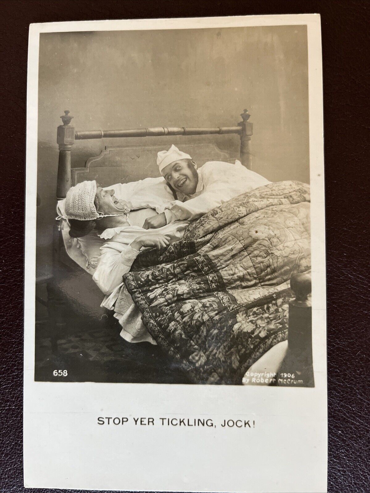 Real Photo Postcard RPPC 2 in (Men?) Bed \