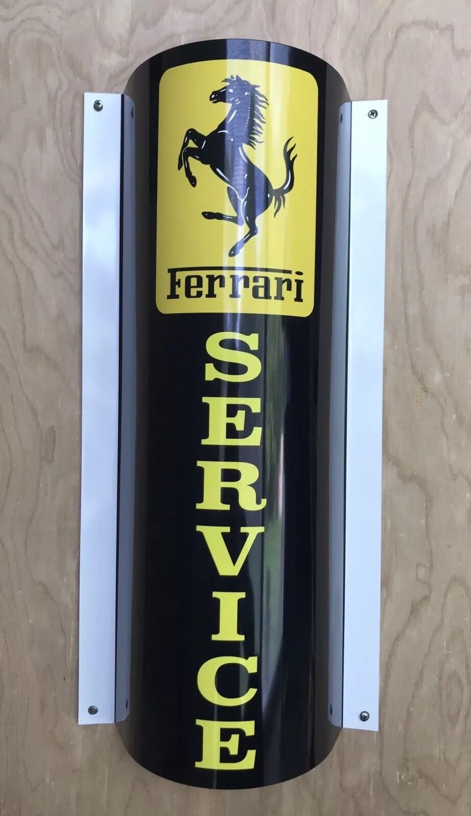 FERRARI SERVICE Black Curved Retro Style Reproduction Garage Sign