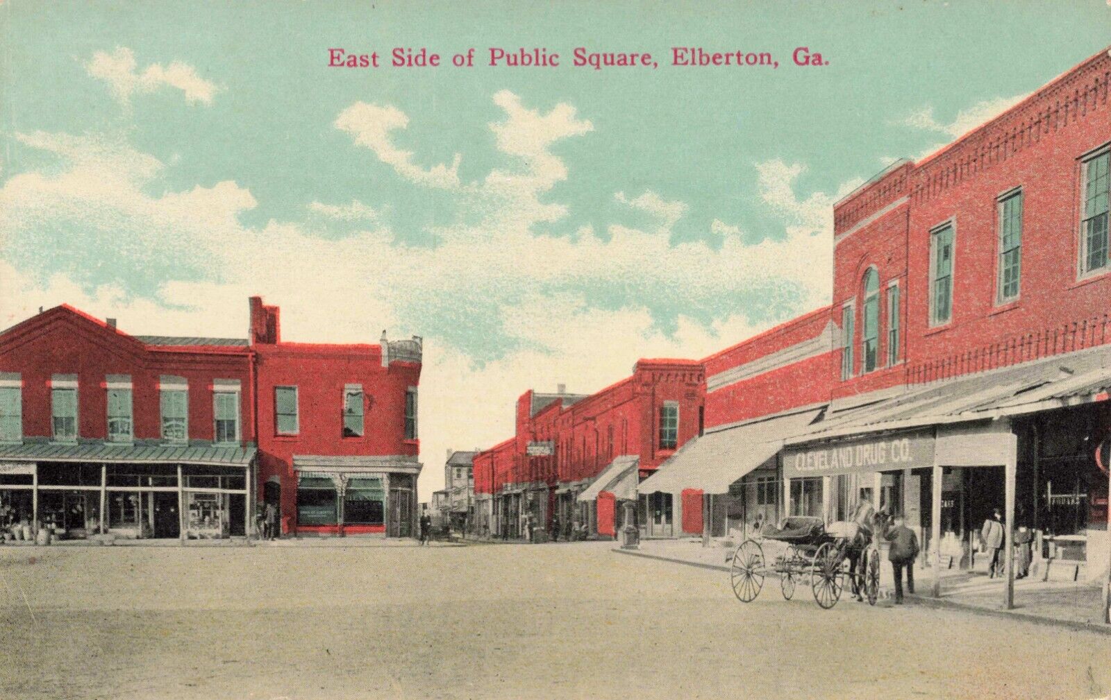 GA-Elberton, Georgia-East Side of Public Square-Cleveland Drug Co. c1910