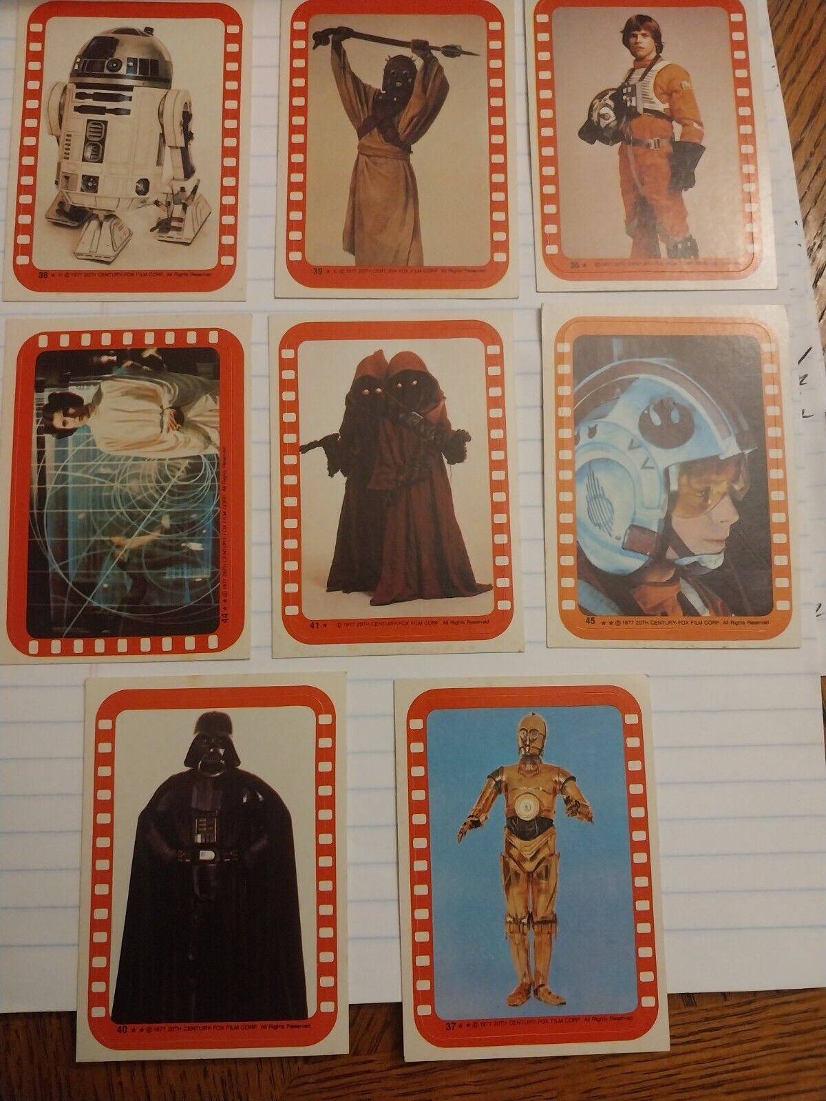 1977 Star Wars stickers Lot Of 8.1 Owner Since 1977.Me #36,37,38,39,40 ,41,44,45
