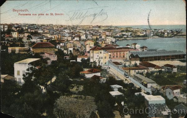 Lebanon 1911 Beirut Panorama Vue Prise de St. Dimitri Postcard Vintage Post Card