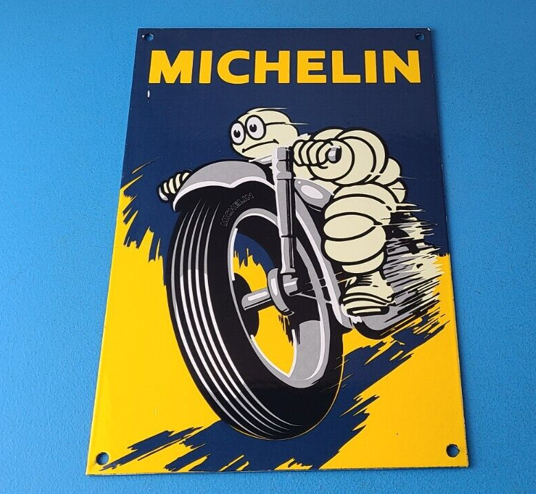 Vintage Michelin Tires Sign - Gas Oil Pump Plate Garage Motorcycle Service Sign