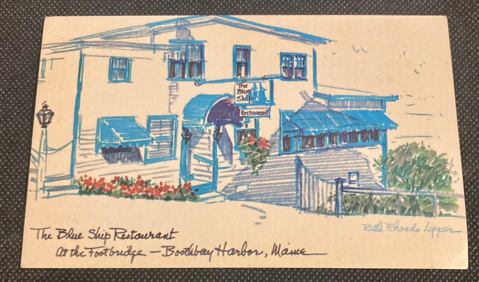 Boothbay Harbor, ME Vintage Postcard The Blue Ship Restaurant