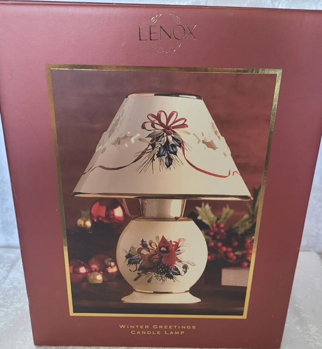 Lenox Winter Greetings Holiday Candle Lamp 10 in.