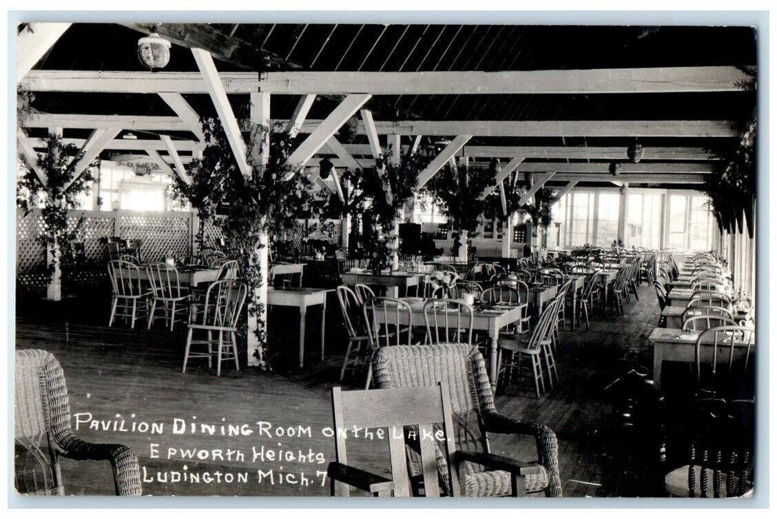 c1940's Pavilion Dining Room Epworth Heights Scottsville MI RPPC Photo Postcard