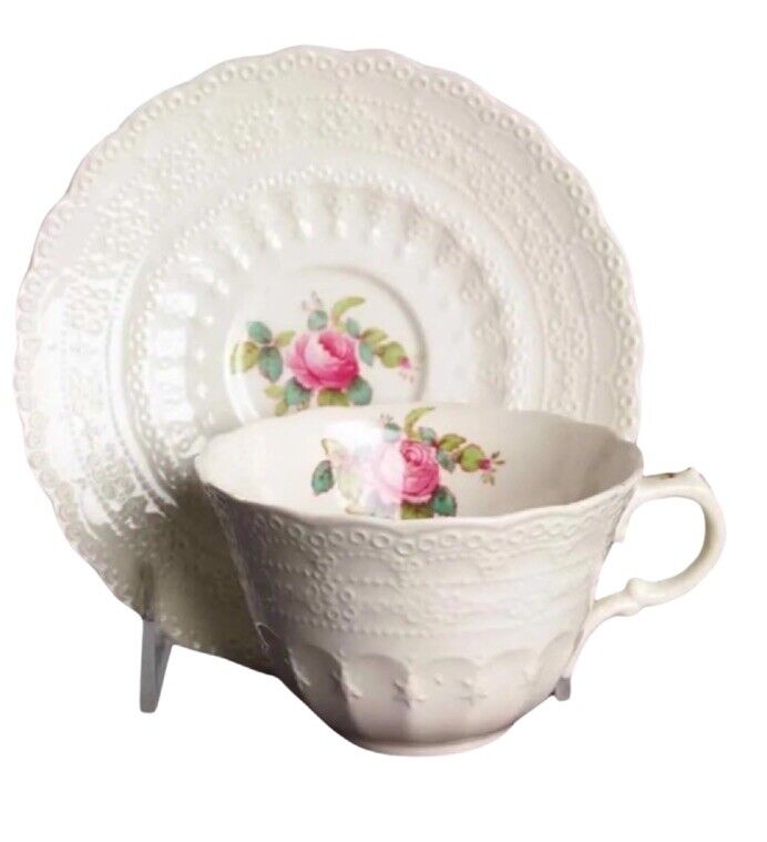 Spode Billingsley Rose Set Of Two Vintage Porcelain Cup & Saucer