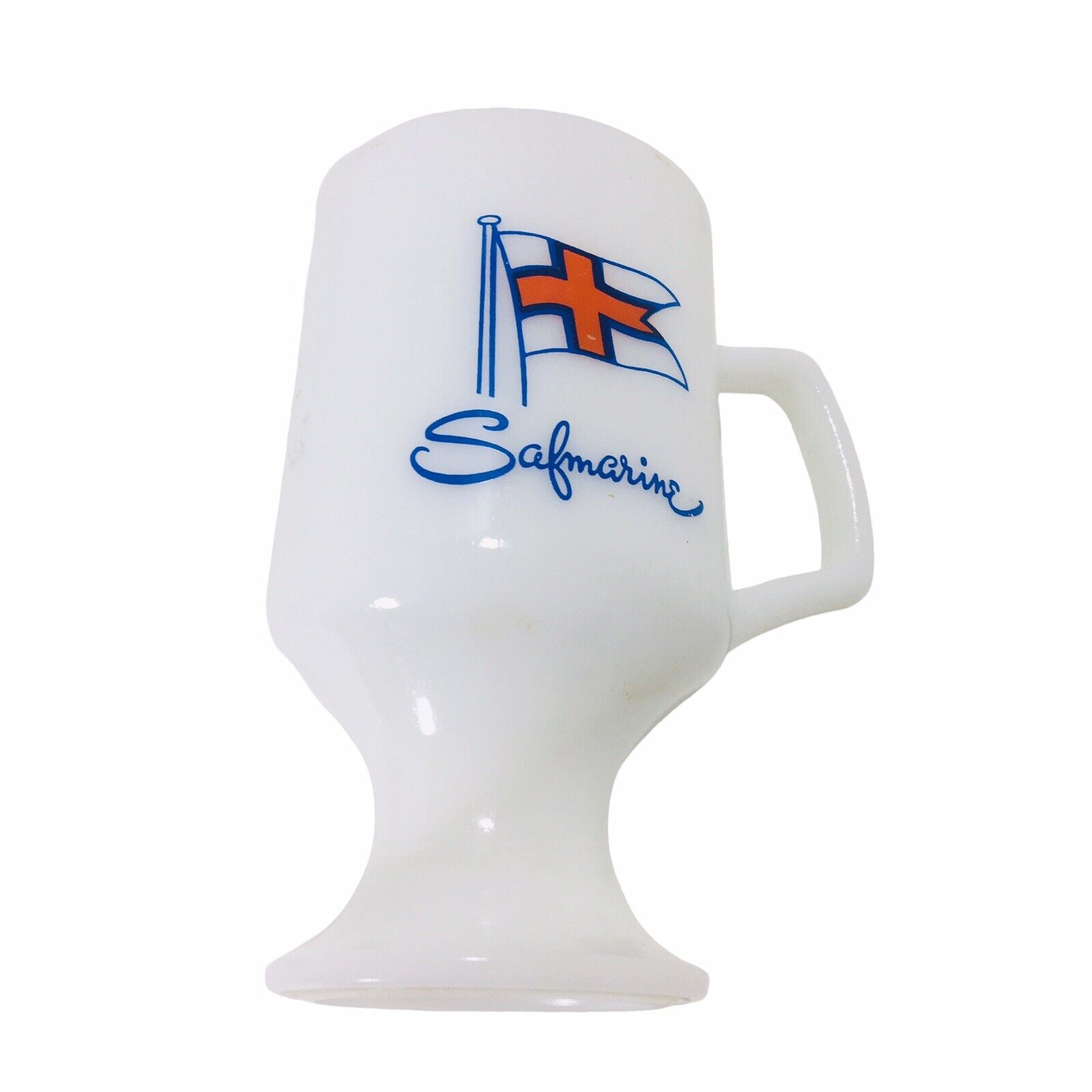 Vtg Safmarine Retired Now Maersk Milk Glass Coffee Mug D Handle Advertising Ship