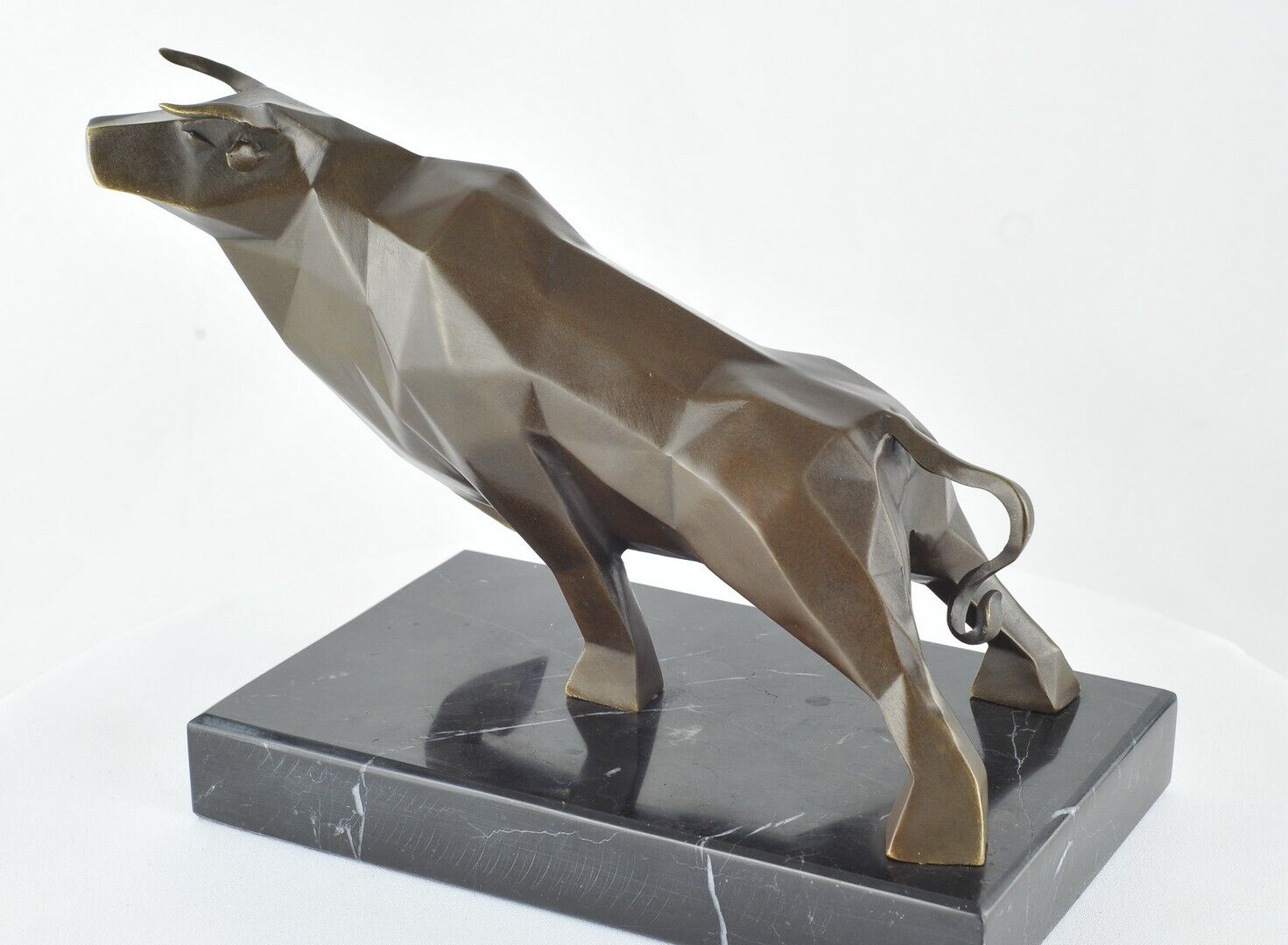 Art Deco Style Statue Sculpture Taurus Wildlife Art Nouveau Style Bronze Signed