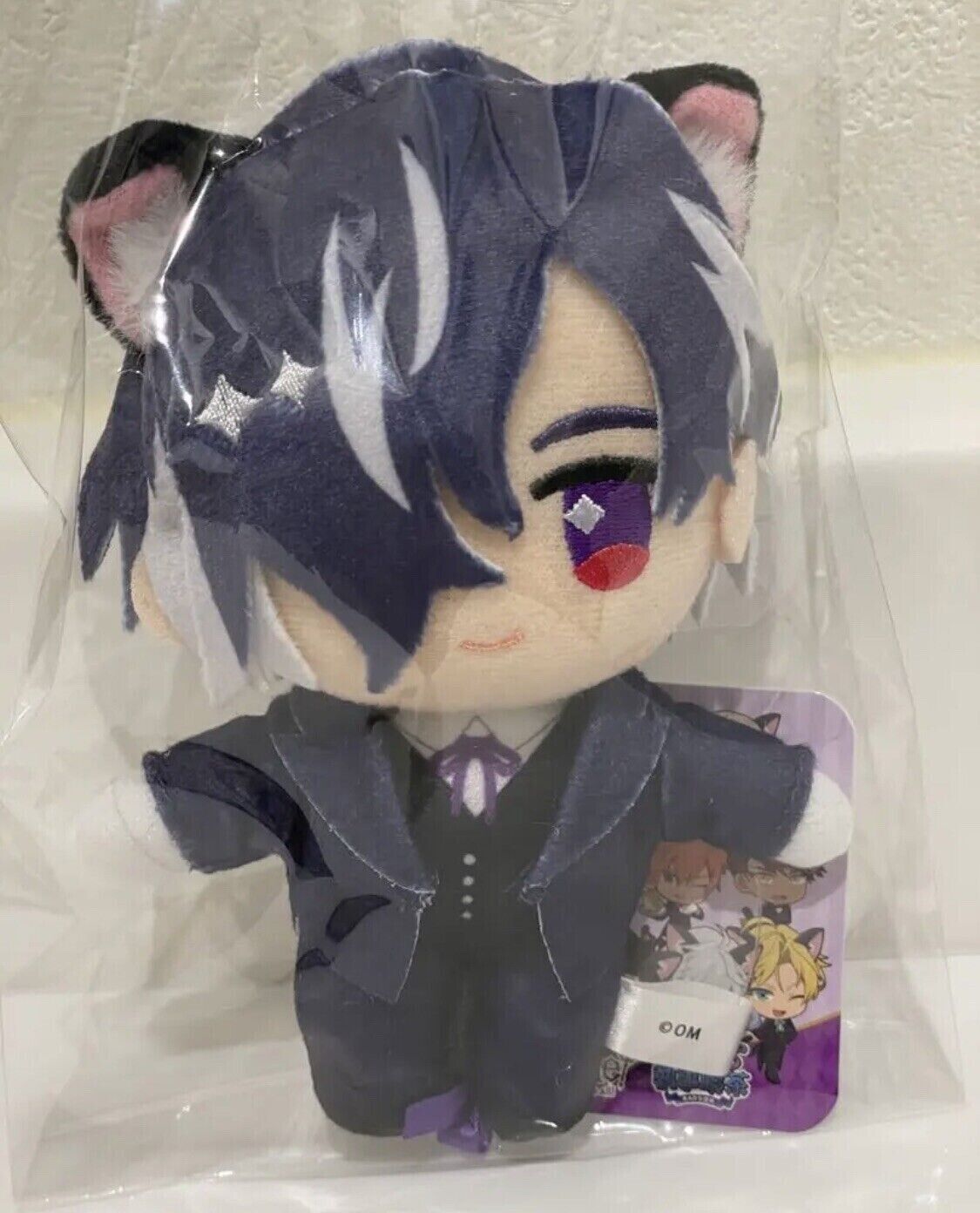 Obey me Belphegor Chain Mascot Plush Doll Toy Black Cat Butler Ver Japan New