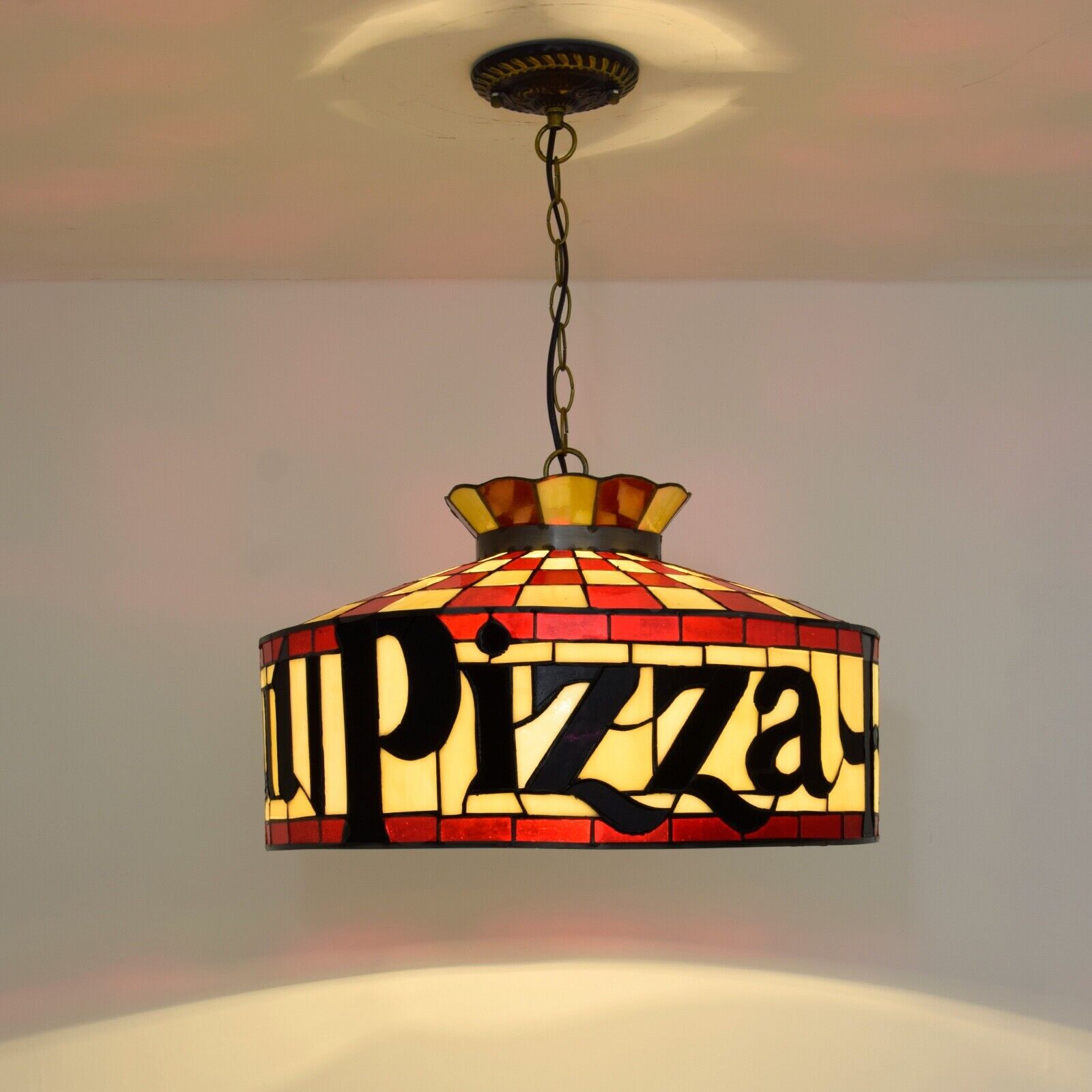 Pizza Hut Lamp Full-Size Tiffany Style Light with Chain - SHIPS TODAY FROM USA