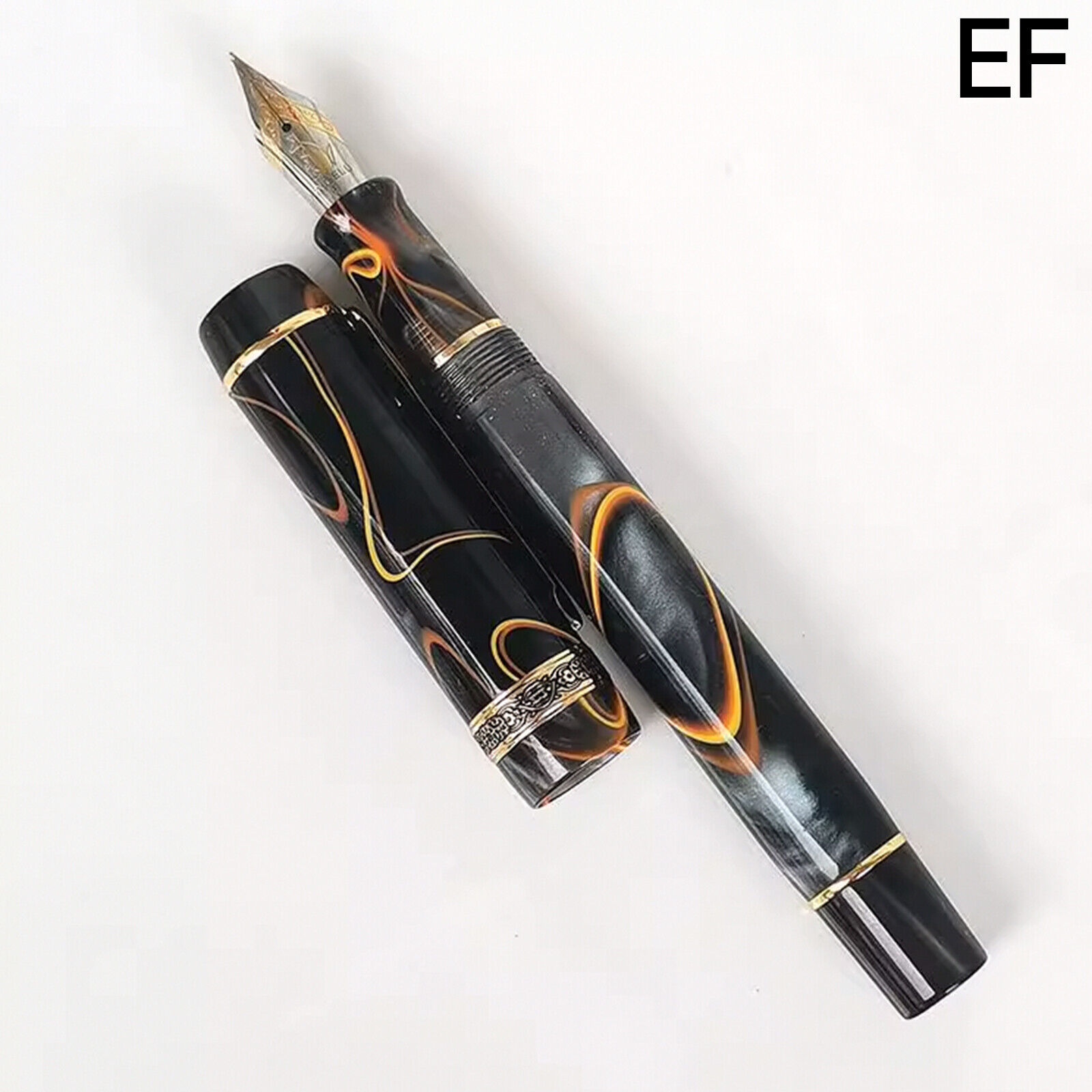 New Kaigelu 316 Resin Celluloid Black Fountain Pen EF/F Nib Writting Ink Pen