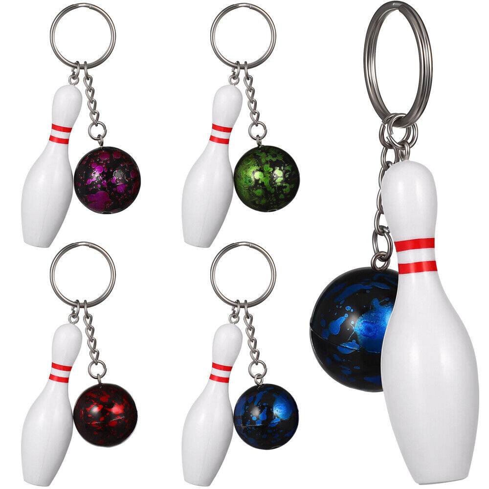 10Pcs Mini Bowling Keychain Sports Theme Keyring Pendant Key Holder Decor New