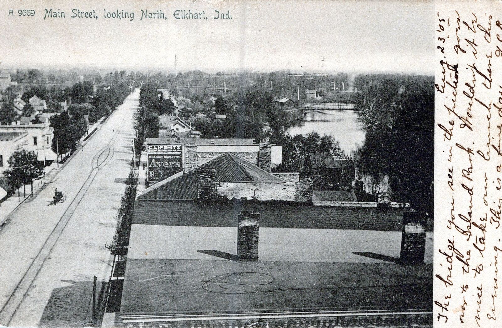 ELKHART IN - Main Street Looking North Rotograph Postcard - udb - 1905