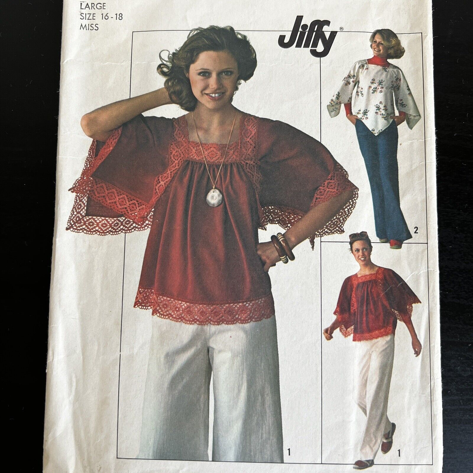Vintage 1970s Simplicity 7569 Boho Angel Sleeve Tops Sewing Pattern Large CUT