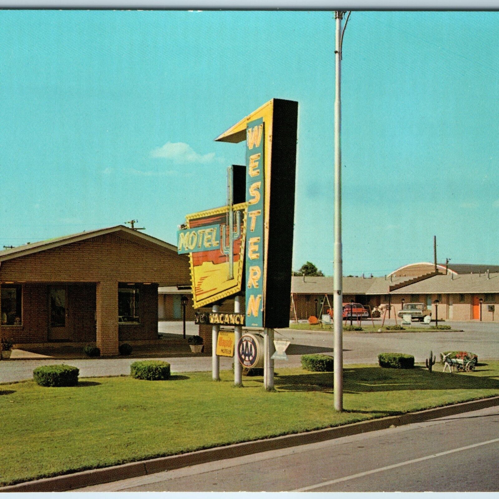 c1960s Sayre OK The Western Motel US Hwy Route 66 Midcentury Modern Okla PC A233