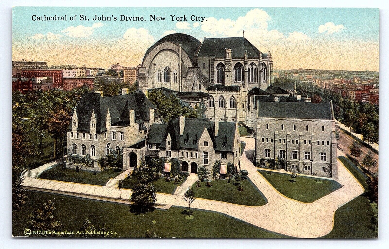 Postcard Cathedral St. John's Divine Church New York City NY