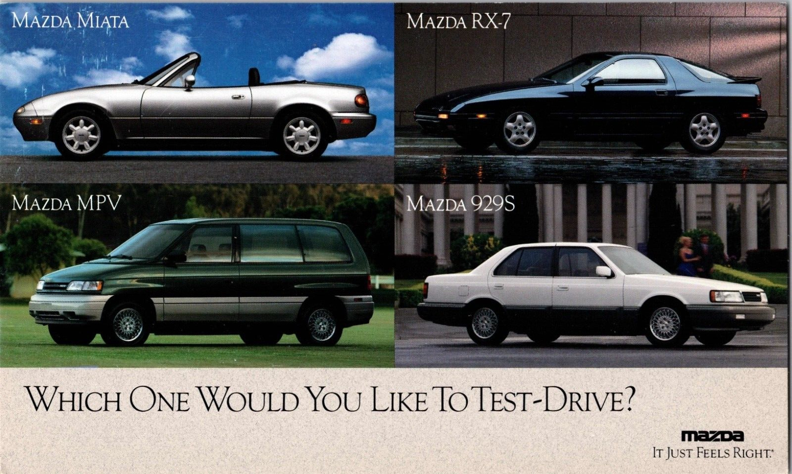 Vintage 1991 Mazda Miata MPV 929S RX-7 Advertising Oversized Dealer Postcard