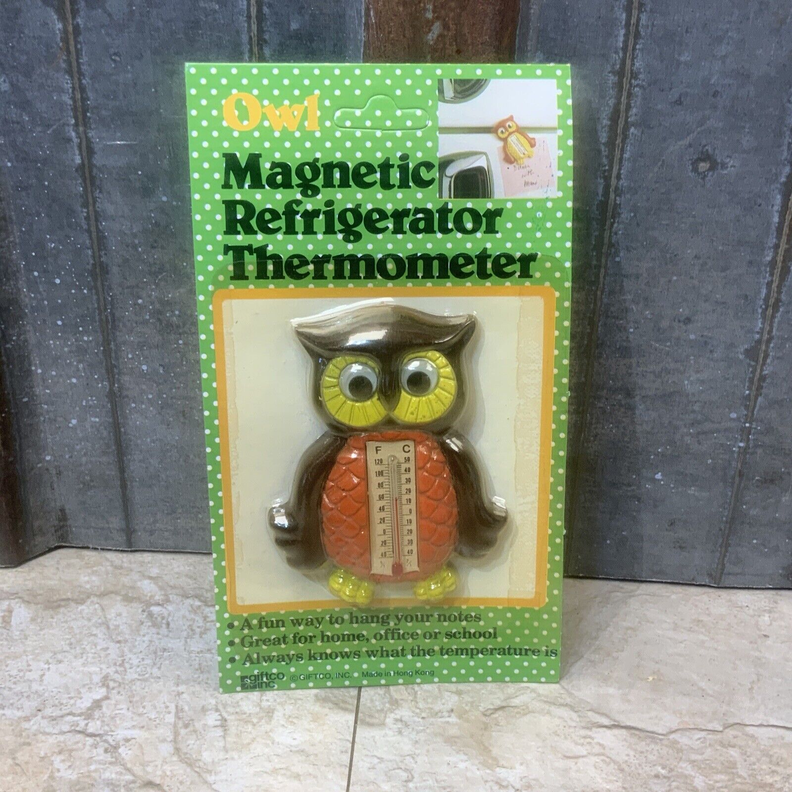 New Vintage Owl Refrigerator Magnet Thermometer