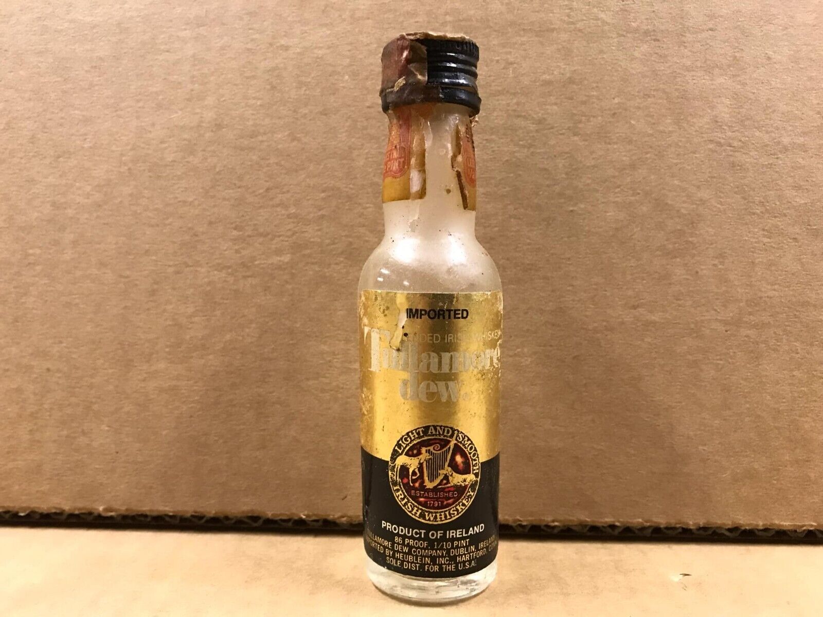 Vintage Tullamore Dew Irish Whiskey Empty Mini Bottle - 50 ML