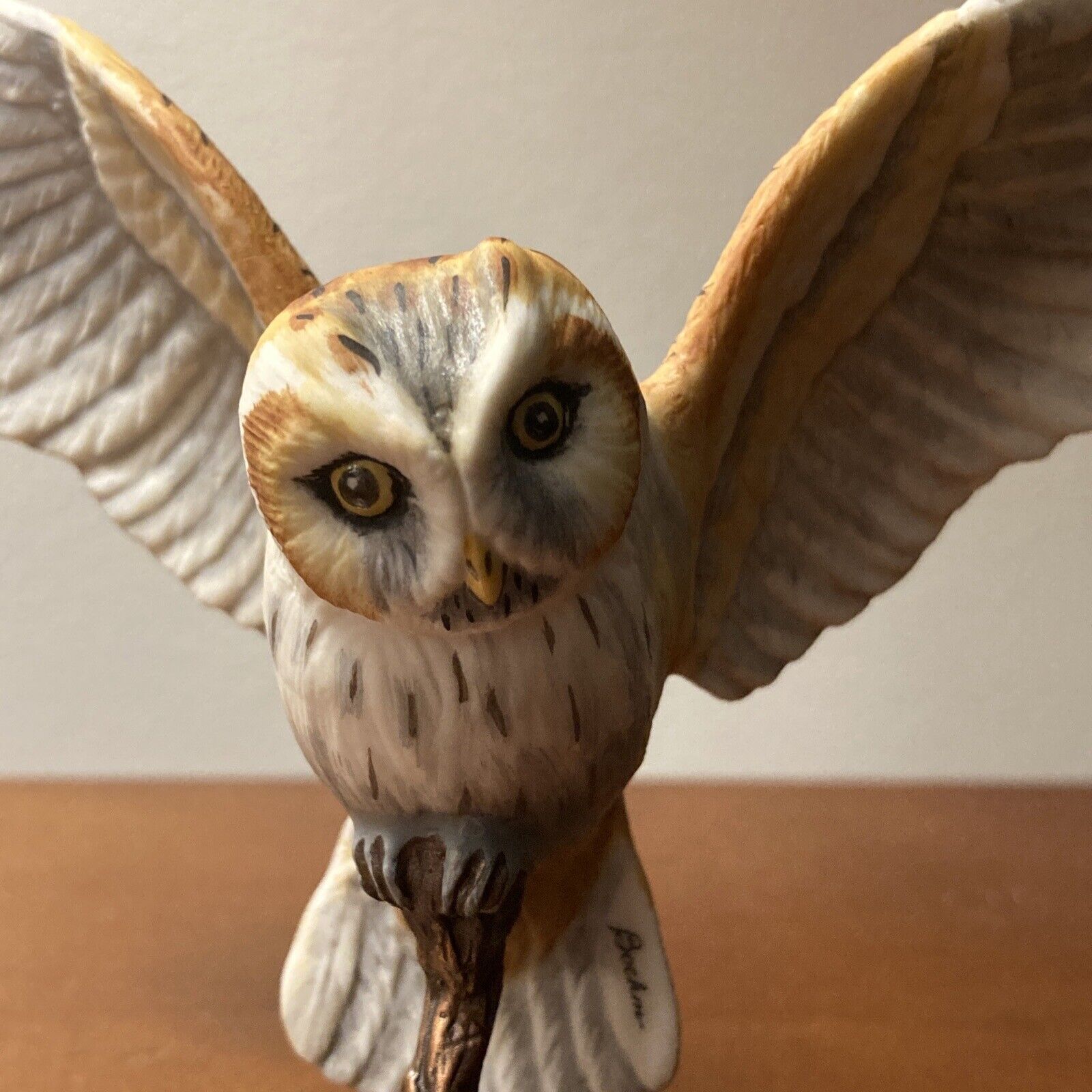 Vintage Signed Boehm Porcelain Owl on Bronze Branch North American Series
