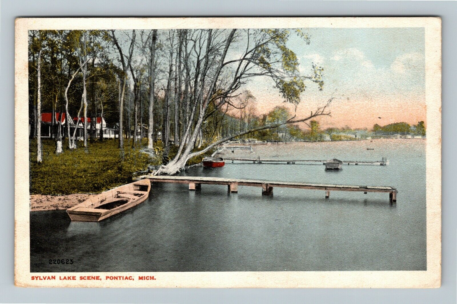 Pontiac MI-Michigan, Sylvan Lake Scene, c1916 Vintage Souvenir Postcard