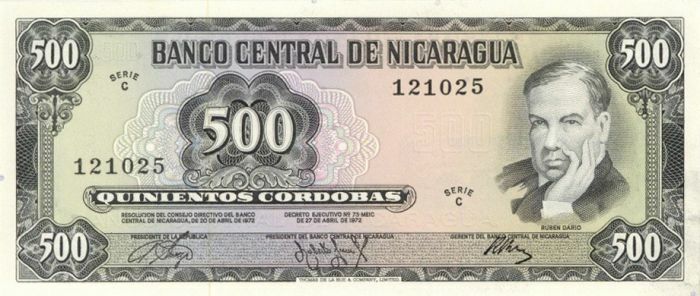 Costa Rica - 500 Cordobas - P-127 - 1972 dated Foreign Paper Money - Paper Money