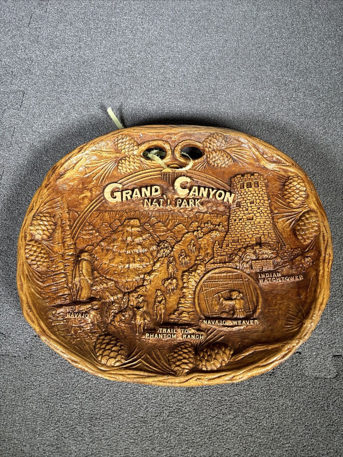 Vintage Grand Canyon National Park Souvenir Faux Wood Resin Bowl Taco Wall Hang