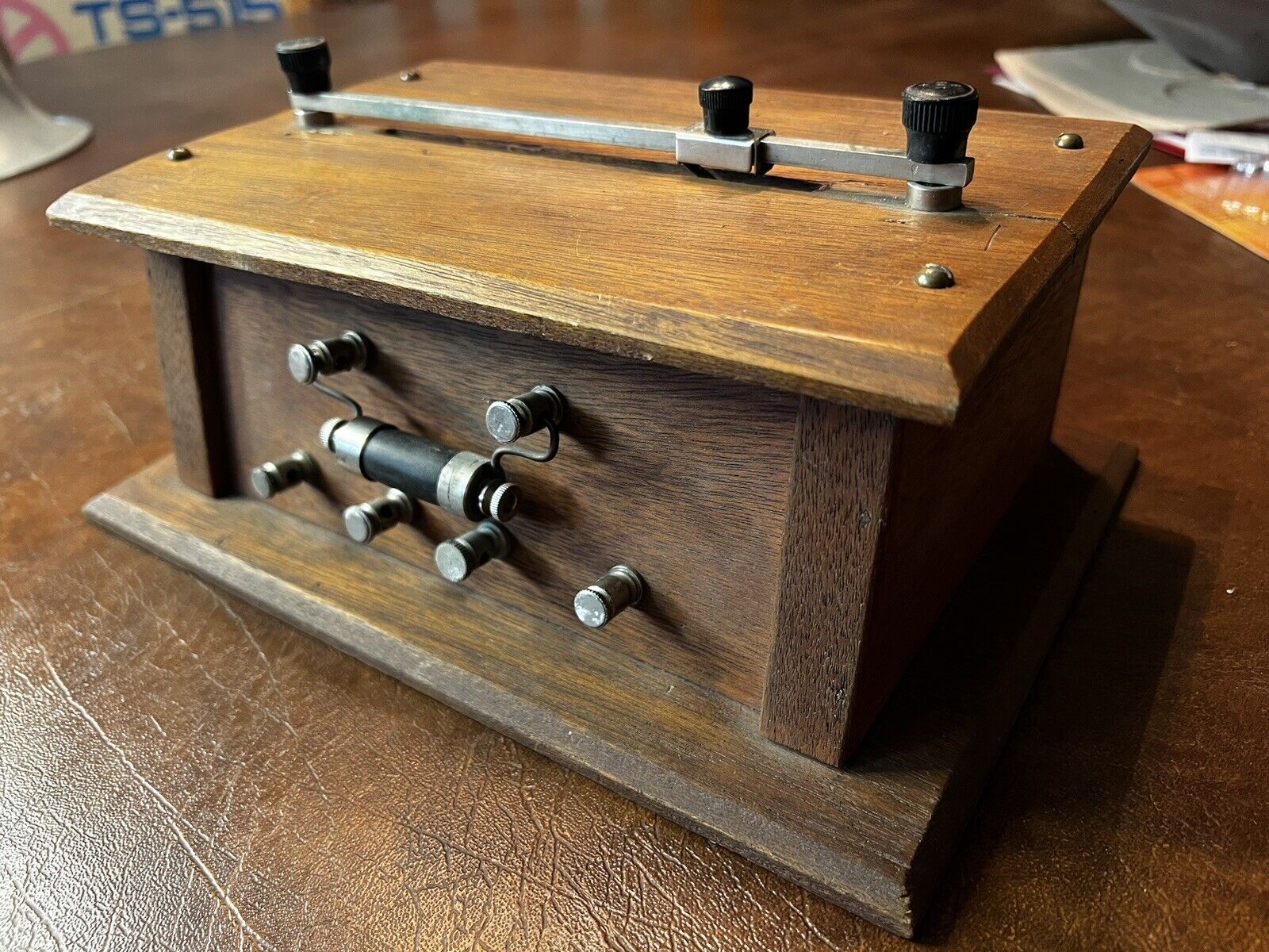 Homebrew 1920\'s Crystal Radio in Nice Wood Case w/Unusual Detector - NO RESERVE