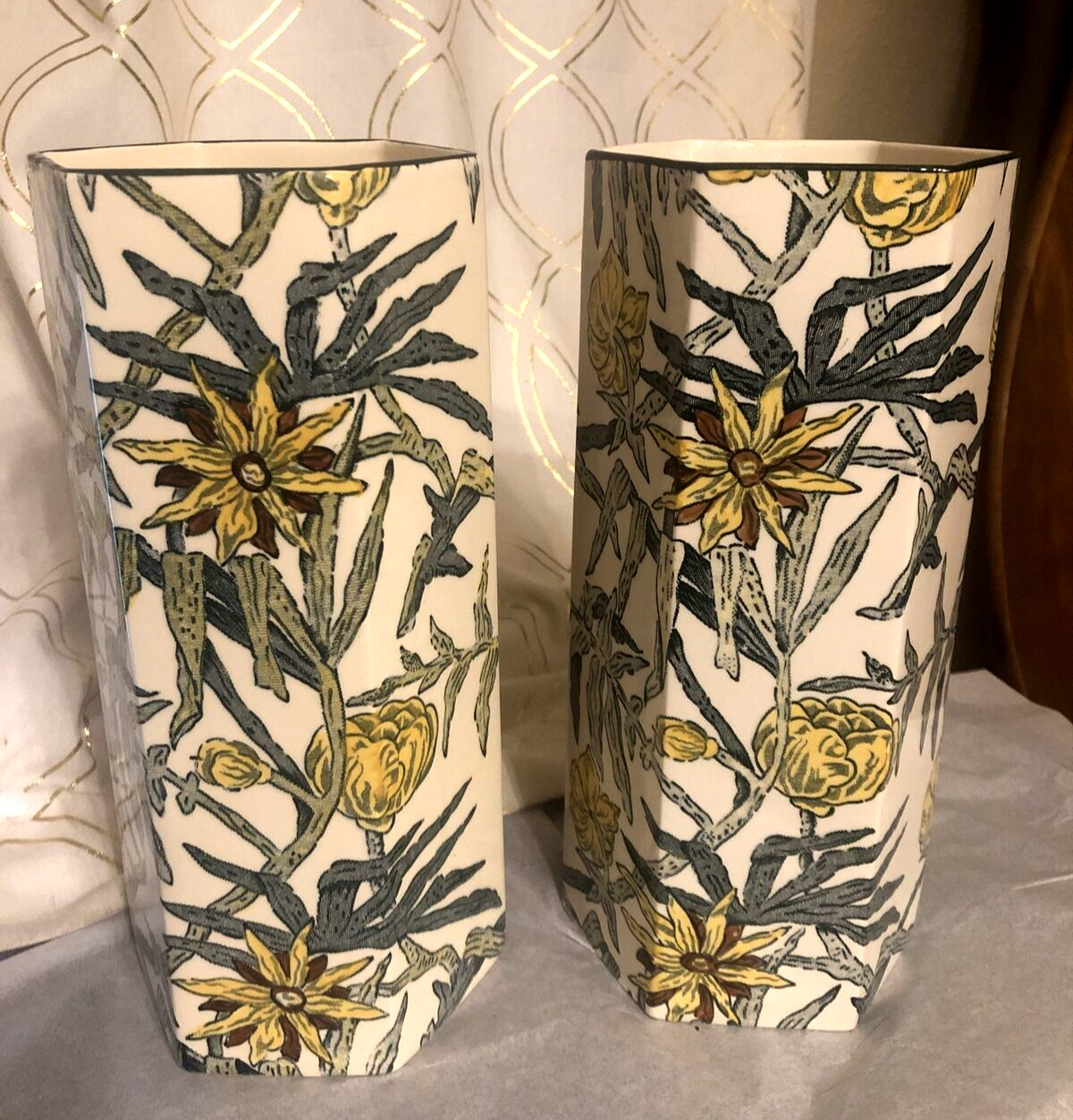 Tiffany & Co Mason’s Ironstone 'Yellow Flowers'  Vases - Pair REDUCED