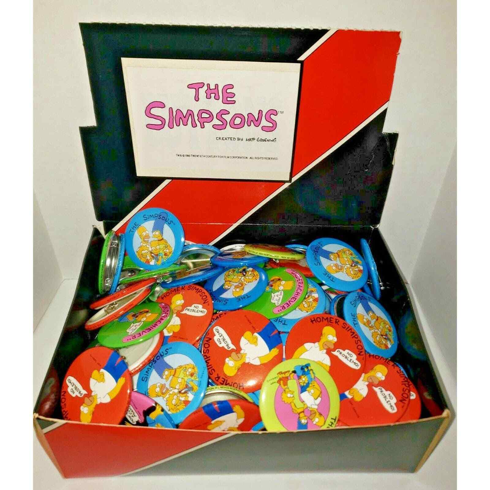 Vintage The Simpsons 120 Simpsons Pins Pinback Button Store Display NOS