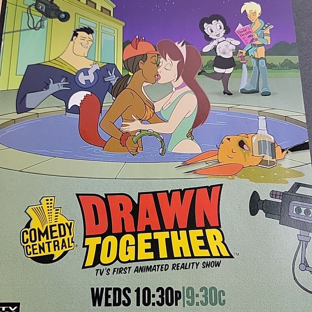 2004 Print Ad Drawn Together Promo Page Comedy Central Animated Reality Cartoon