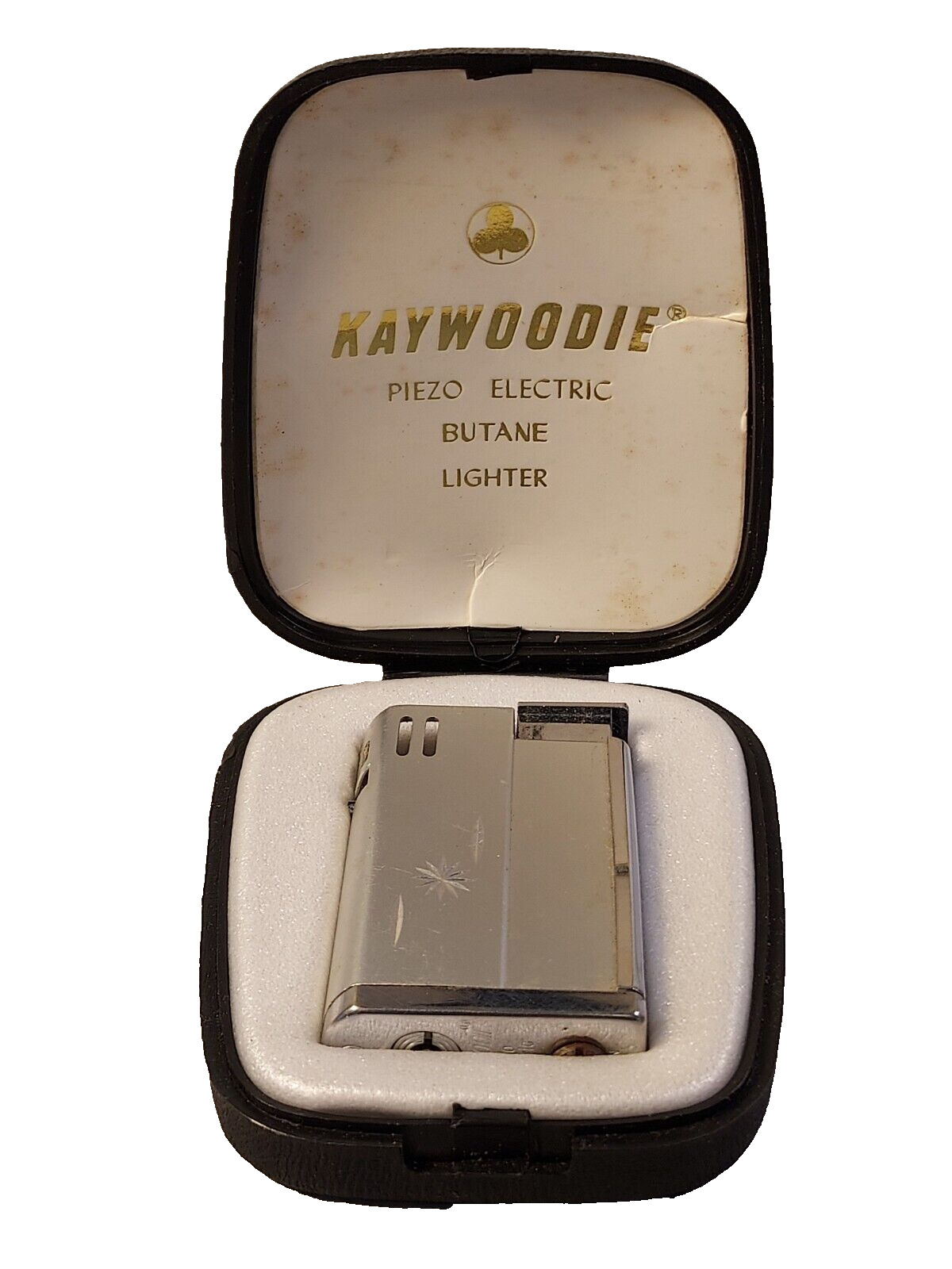Vintage Kaywoodie Piezo Electric Butane Lighter Starburst Pattern w/Case