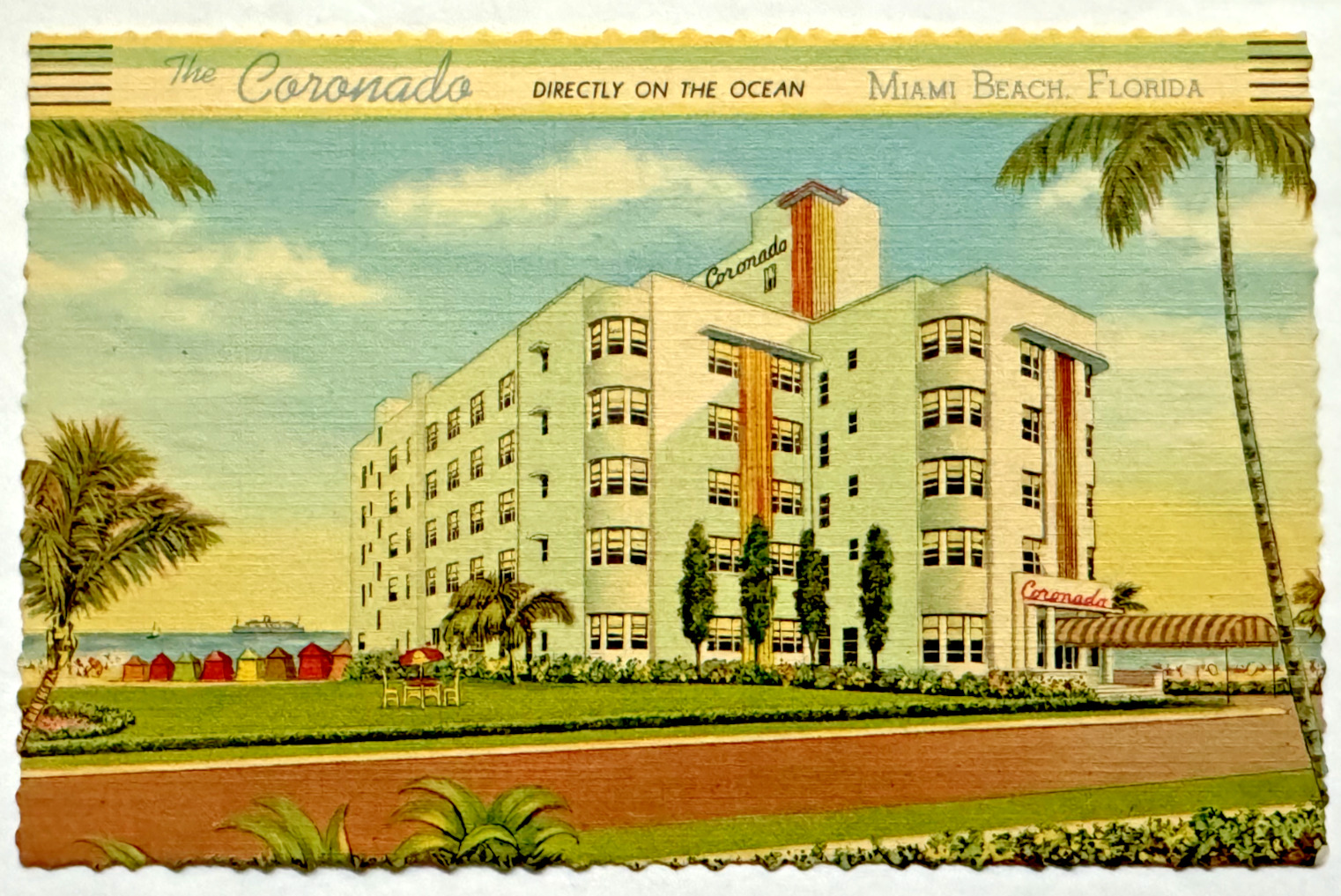 The Coronado Hotel Miami Beach Florida Exterior Art Deco Vintage FL Postcard