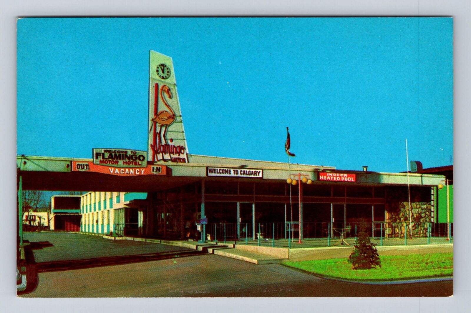 Calgary AB-Alberta Canada, Flamingo Motor Hotel Advertising, Vintage Postcard