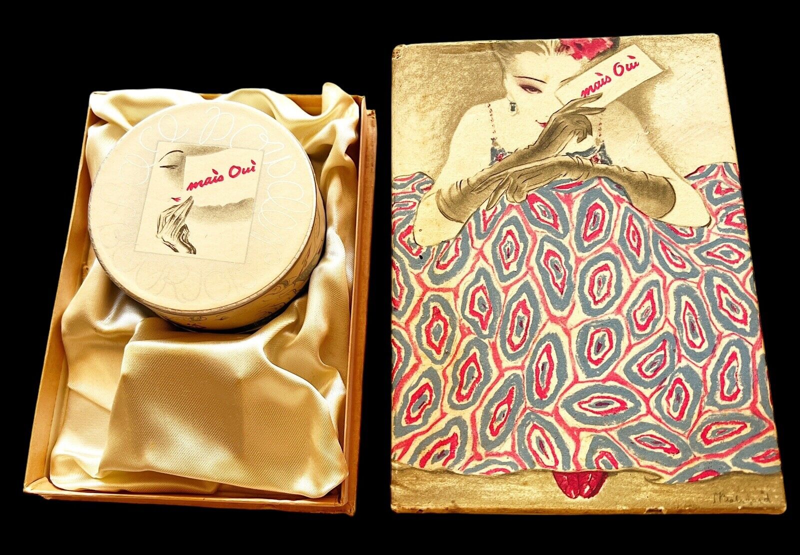 Vintage NOS Bourjois Mais Oui Face Powder Box W/ Presentation Box 2 5/8 Oz