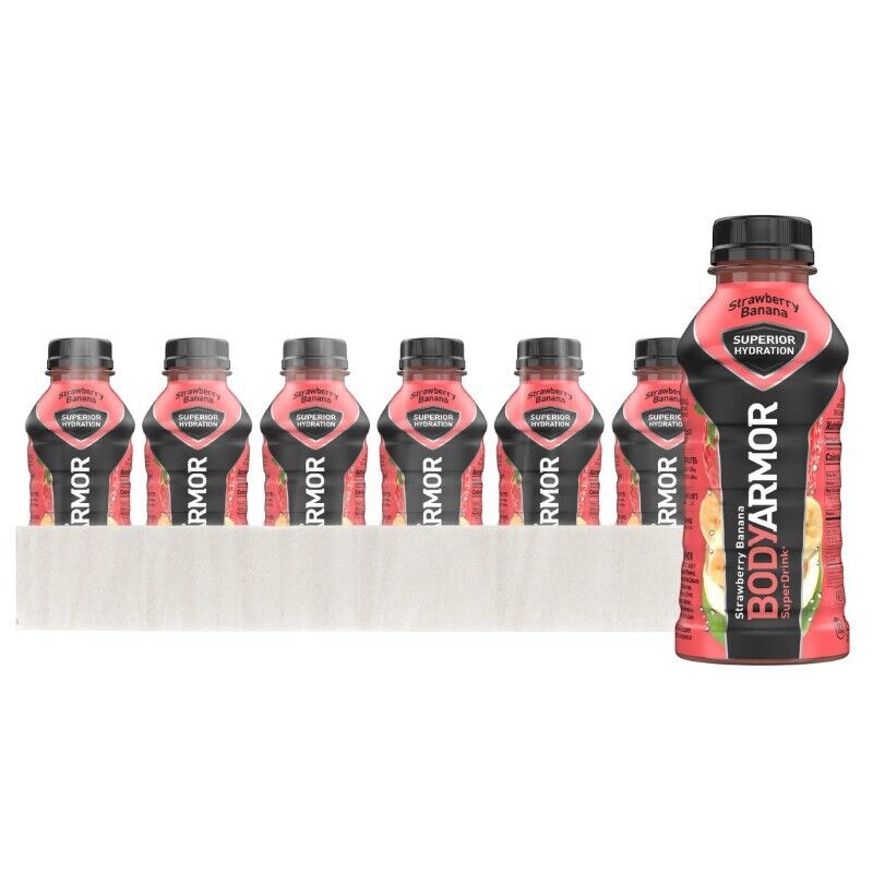 New BODYARMOR Sports Drink Strawberry Banana, 12 fl oz, 18 Pack
